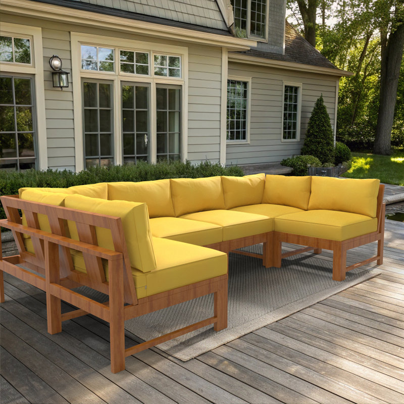 Sunbrella Outdoor Replacement Cushion for Sofa Set, 5" Thickness, Pack of 14 Pcs, Canvas Sunflower