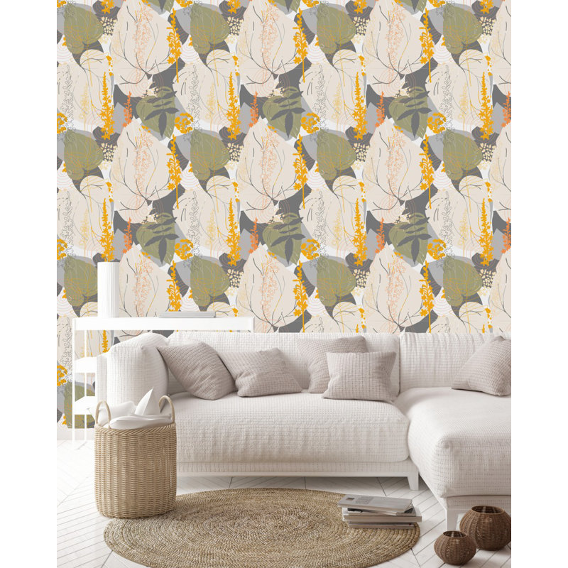 Peel & Stick Floral Tile, 2.08' W x 10.42' L