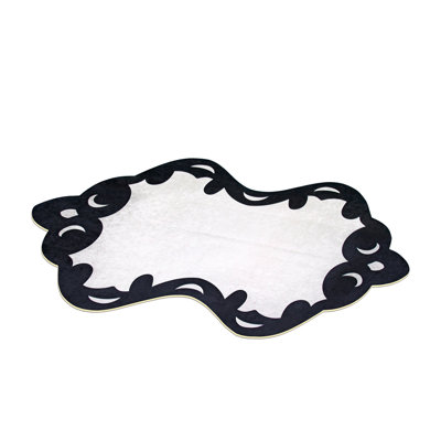 Tapis noir / blanc en polyester tissé à la machine Novelty Elberta