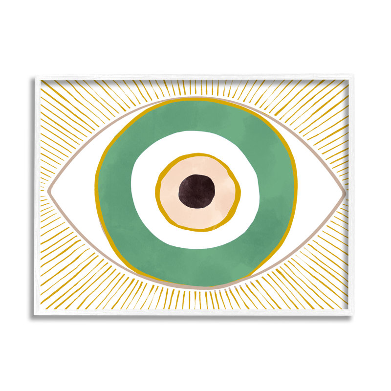 «Green Green Modern Evil Eye», encadré sur bois par Ziwei Li, impression, L 11 po x H 14 po, Blanc