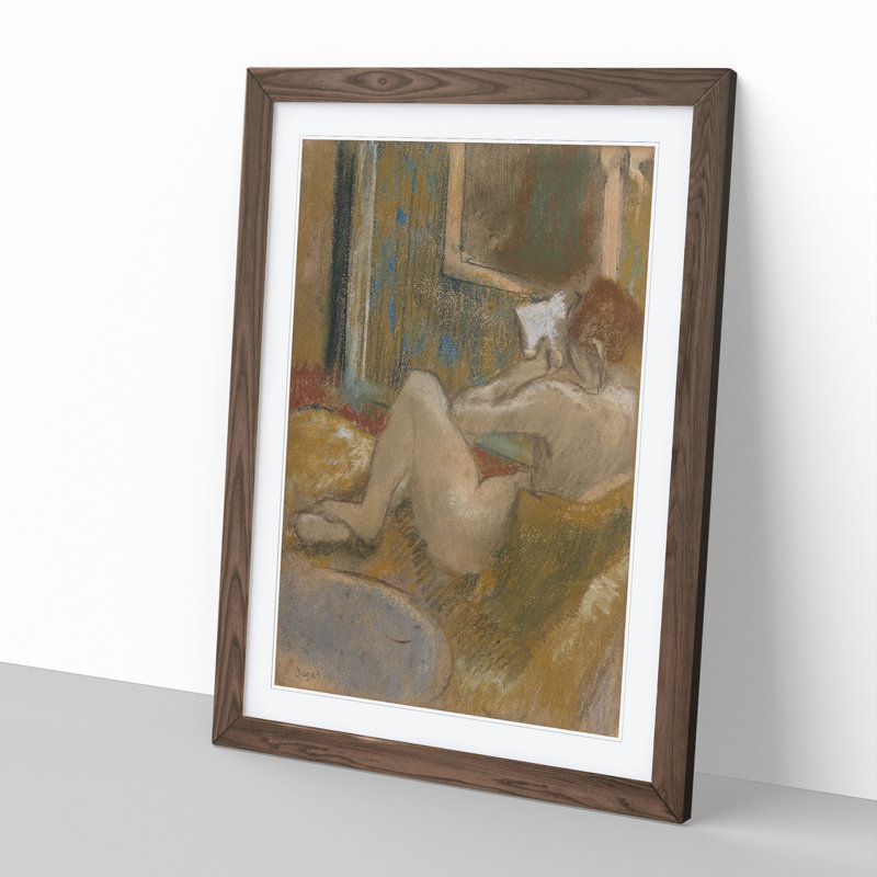 Nude Woman Reading by Edgar Degas - Picture Frame Painting, 48cm H x 36cm W x 2cm D, Walnut Framed
