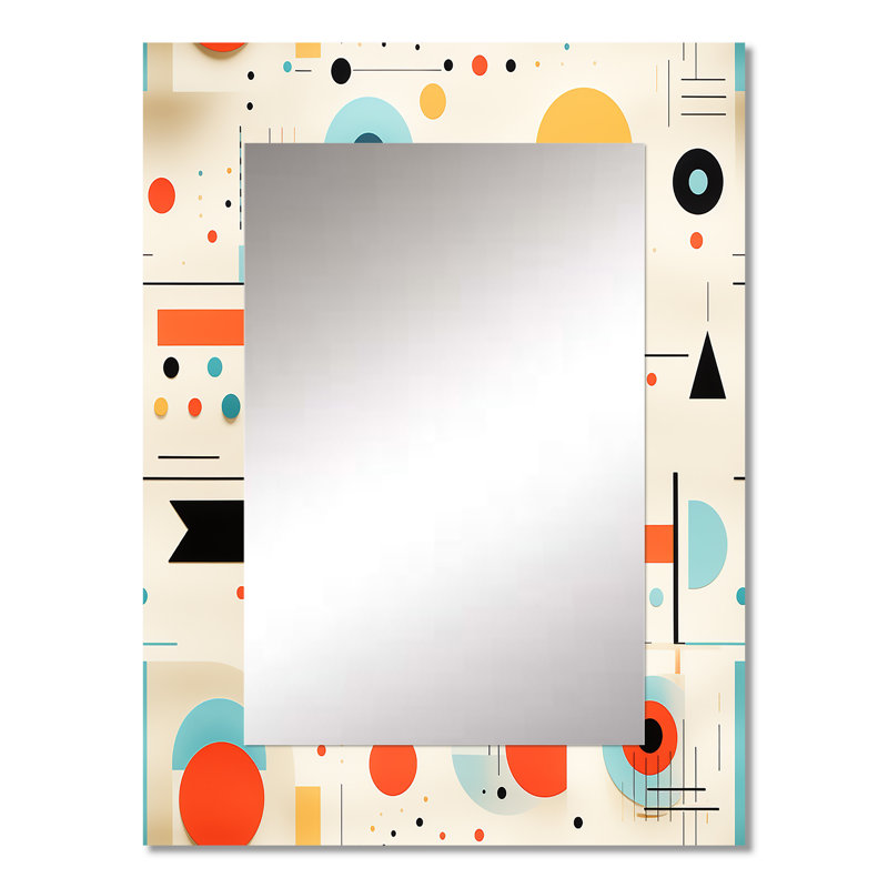 Rétro géométrique triangles sphères Melody - miroir mural rétro, impression graphique, miroir décoratif, 32 po x 24 po