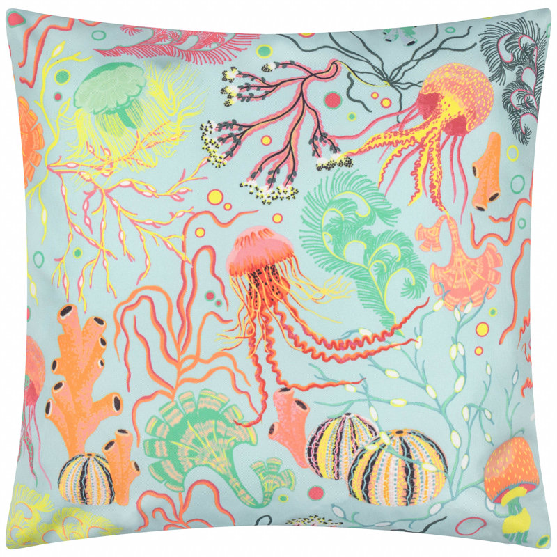 Reef Indoor / Outdoor Pink Square Throw, Pillow Cover Only - No Insert
