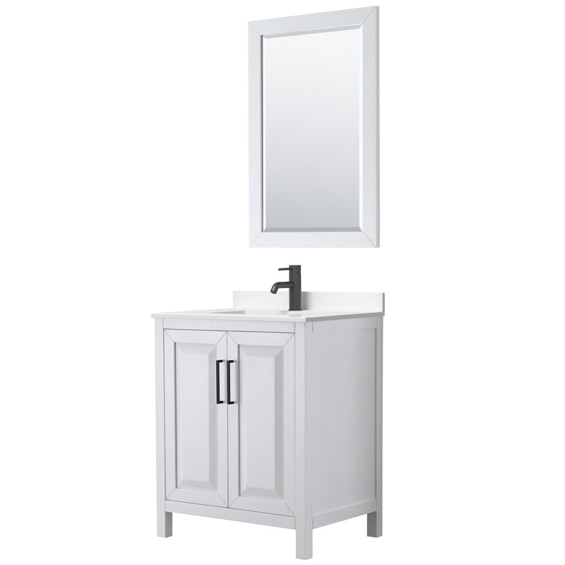 Daria 30'' W Single Vanity, Matte Black, Gray, White Quartz