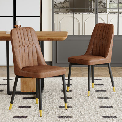 Modern Dining Chairs Set Faux Leather Upholstered Kitchen & Dining Chairs