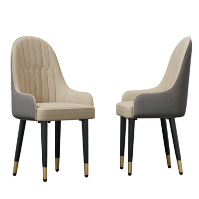 Leather Dining Chairs Upholstered High Back Soft Padded Seat Side Chairs For Kitchen Dining Living Room