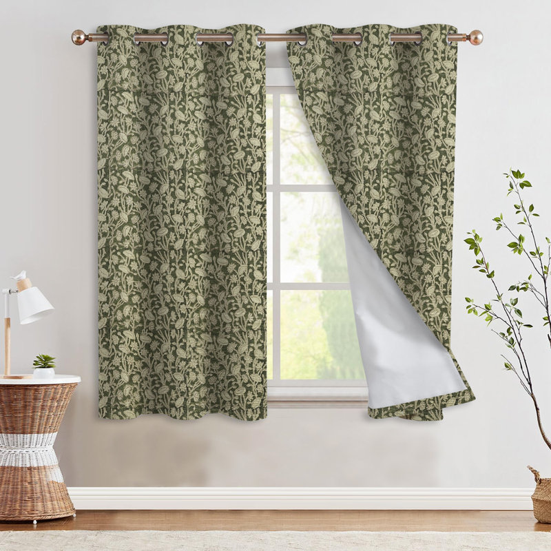 Rideau à œillets à motif occultant Green Block, L 54 po x L 120 po