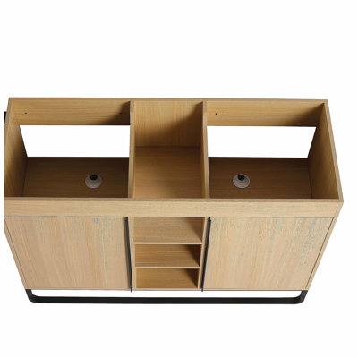 48" Freestanding Bathroom  Cabinet, 2-Soft Close Door & 3-Open Storage Rack, KD-Packing   (Vanity Only, Without Sink)