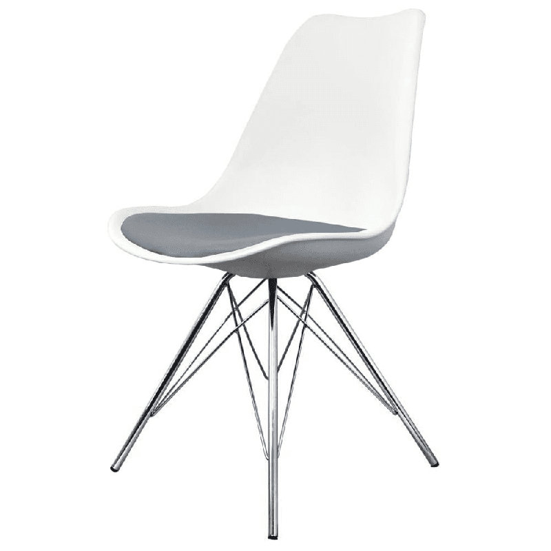 Topeka 45cm H Upholstered Side Chair, White/Grey