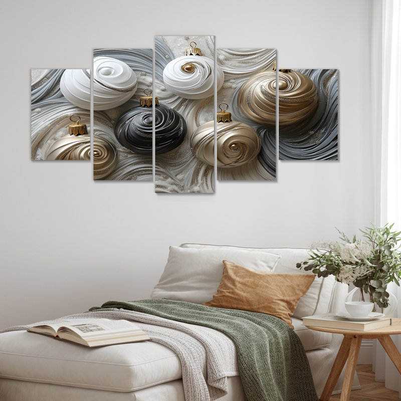 Ensemble de salon art mural blanc et doré