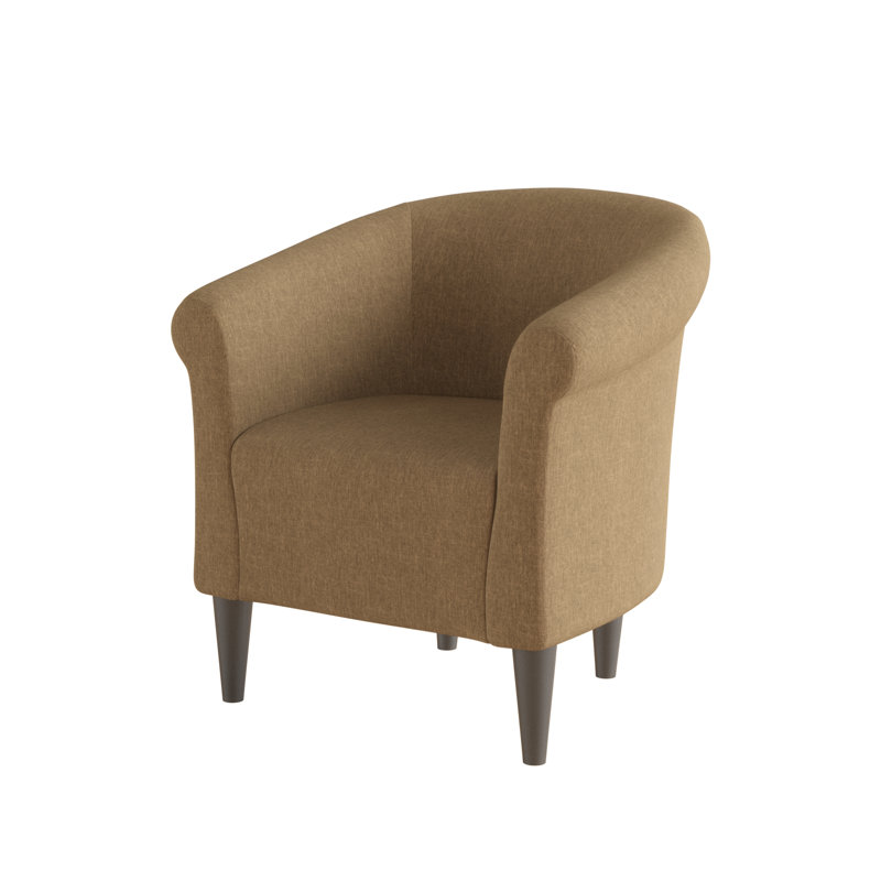 Liam Upholstered Barrel Chair, Pecan Microsuede