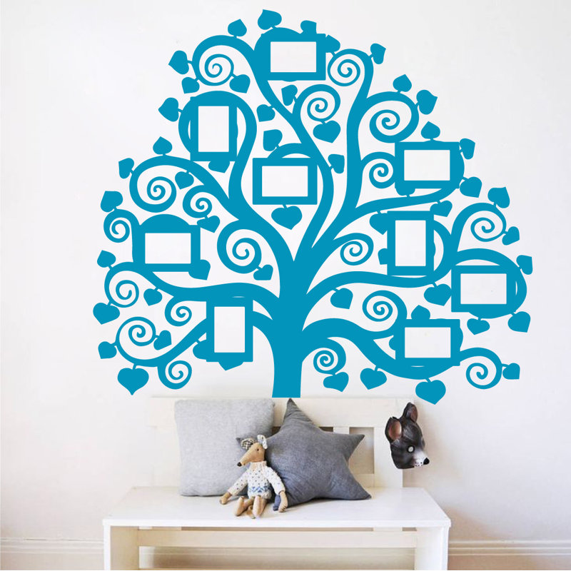 Décalcomanie murale images arbre familial, Bleu sarcelle