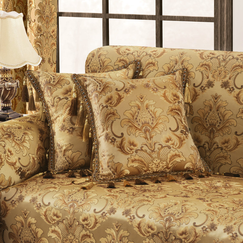 Housse de coussin 1 pièce en jacquard jaune 20 po x 20 po, housse de coussin décoratif avec pampilles pour canapé, canapé, salon, chambre à coucher