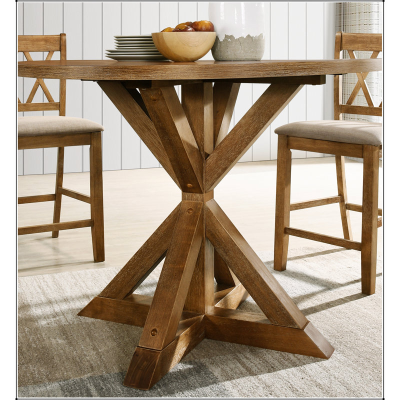Windvale Cross-Buck Base Counter Height Dining Table, Natural