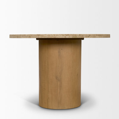 42" Round Travertine Pedestal Dining Table