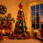 Sapin de Noël artificiel pré-illuminé de 1,80 m, sapin pop-up décoré avec lumières DEL pour la décoration de la maison, du bureau et des fêtes