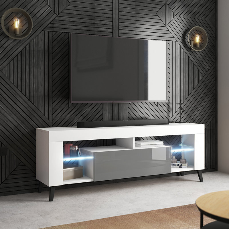 Volga Unfinished TV Stand for TVs up to 60", White/Grey