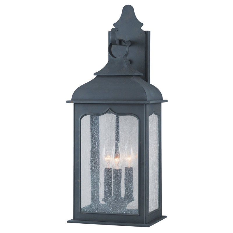 Henry Street Outdoor Wall Lantern, 23" H x 8.5" W, Clear Glass