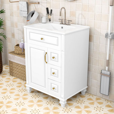 Meuble-lavabo autoportant élégant avec rangement intelligent et lavabo