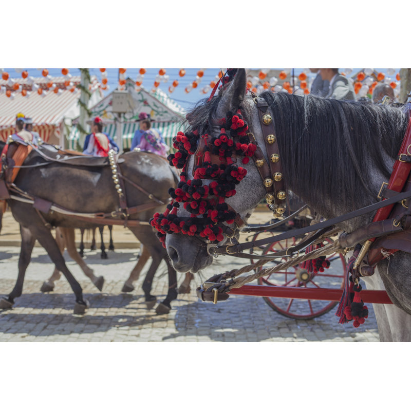 Fair Horses. April Fair In Seville by Janssenkruseproductions - Wrapped Canvas Print, 30cm H x 46cm W x 3.8cm D