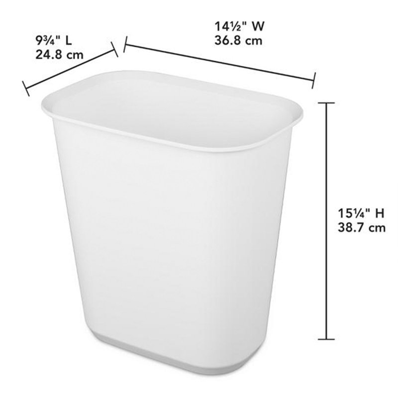 Poubelle à couvercle ouvert Sterilite, paquet de 6, Blanc, 5.5