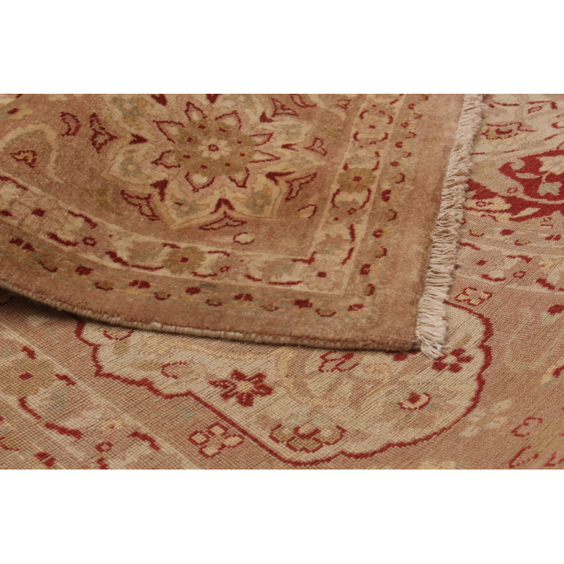 Tapis unique en laine noué à la main brun clair et brun style Oushak des années 2010 de 9 pi 2 po x 11 pi 9 po Quinneshia