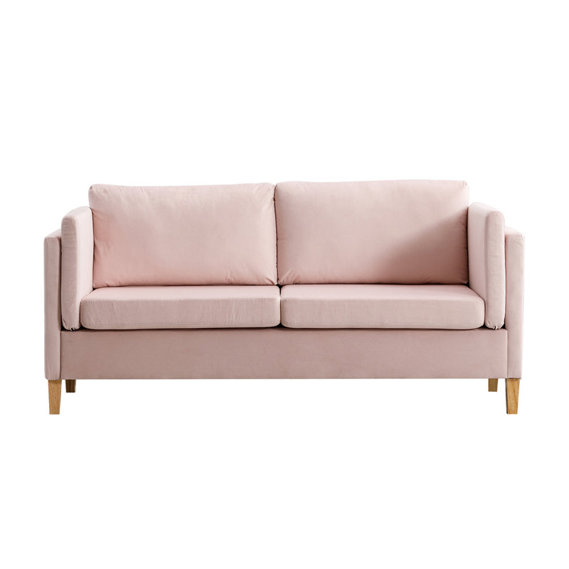 Causeuse 68 po avec 3 places modernes, Velours rose