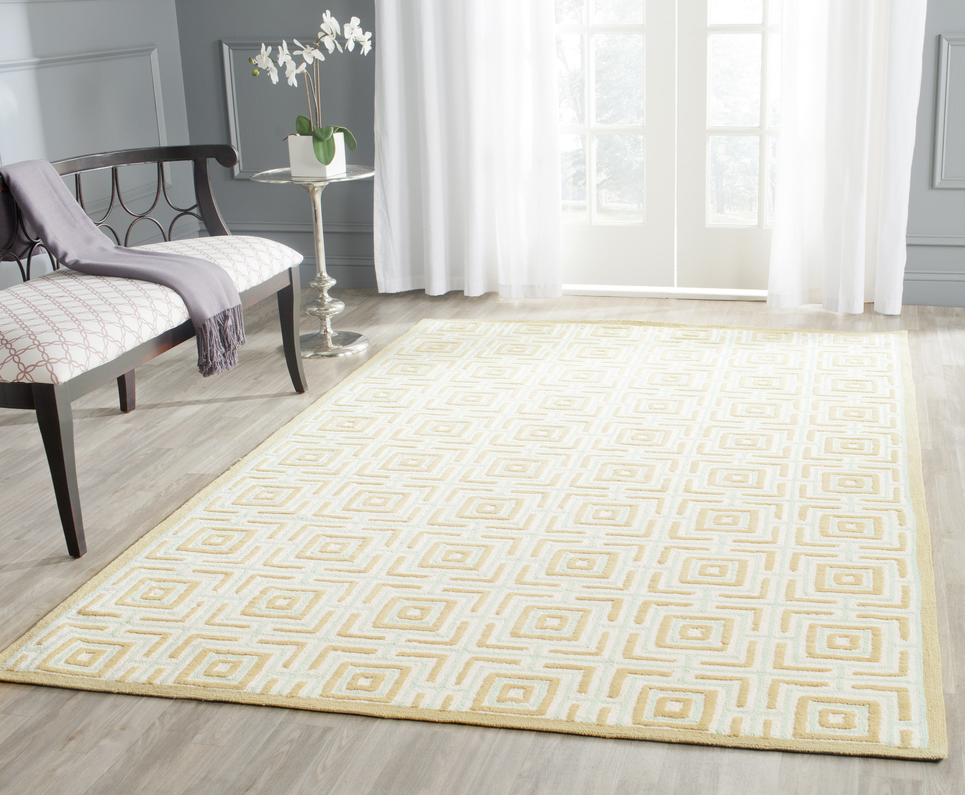 Wrought Studio™ Sheeran Newport Hand Hooked Cotton Pile Geometric Rug ...