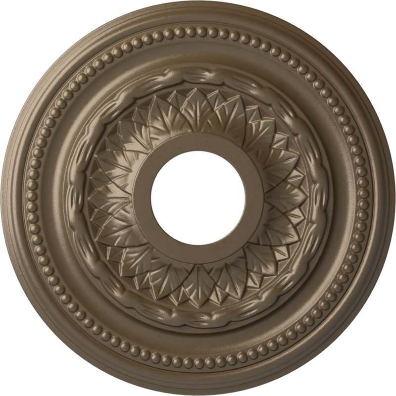 Médaillon de plafond Endurathane Galway, DO 15 3/4 po x P 3 1/4 po x P 1 po (convient aux auvents jusqu'à 3 1/4 po), fini argent chaud peint à la main