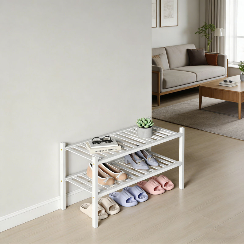 Bamboo Shoe Rack, 13" H x 27" W x 11" D