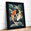 Koi in Flowing Water Japandi - Framed Print-122323073-122323077