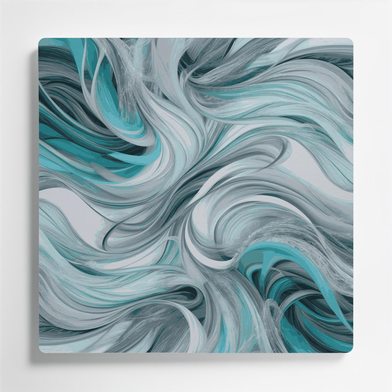 Art numérique en métal bleu abstrait numérique 43, H 12 po x l 12 po
