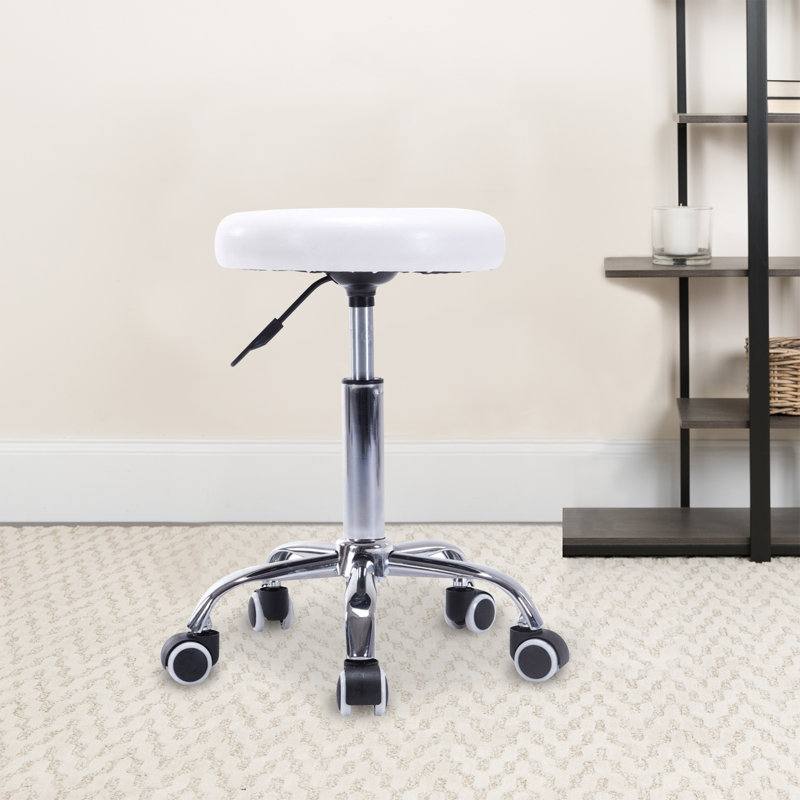 Adjustable Height Lab Stool Wheels, White