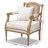 Canley French Provincial Upholstered Whitewashed Wood Armchair