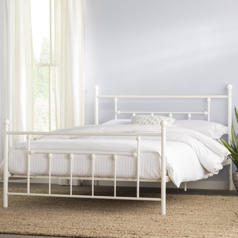 Eastford Metal Bed Frame with Vintage Headboard, Kingsize (5'), White
