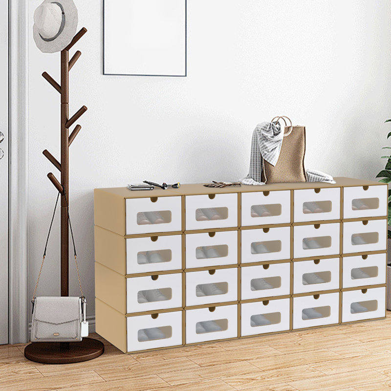 Shoe Storage Box, Brown, 20pcs