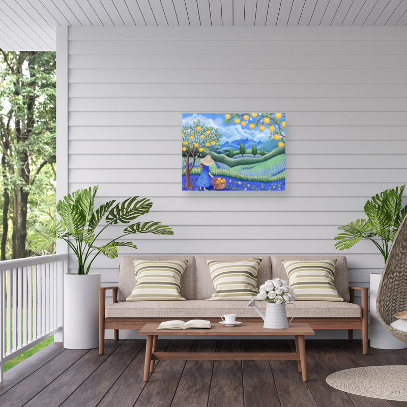 Doron David - récolte de la toile «Happiness In The Orchard», H 14 po x l 19 po