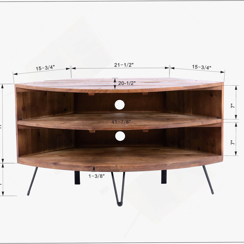 Table de coin en bois récupéré en forme de ventilateur pour le salon Utilisez votre espace