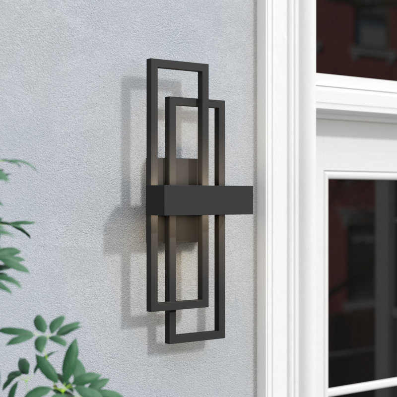 Applique murale d'extérieur à DEL Brandalynn, Noir mat, H 20 po x l 7,8 po x P 4,5 po