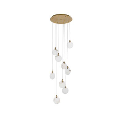 Luminaire suspendu albâtre Avery 20 pouces en or satiné