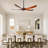 62" Large Solid Wood Ceiling Fan Without Light with Remote, Quiet Reversible DC Motor