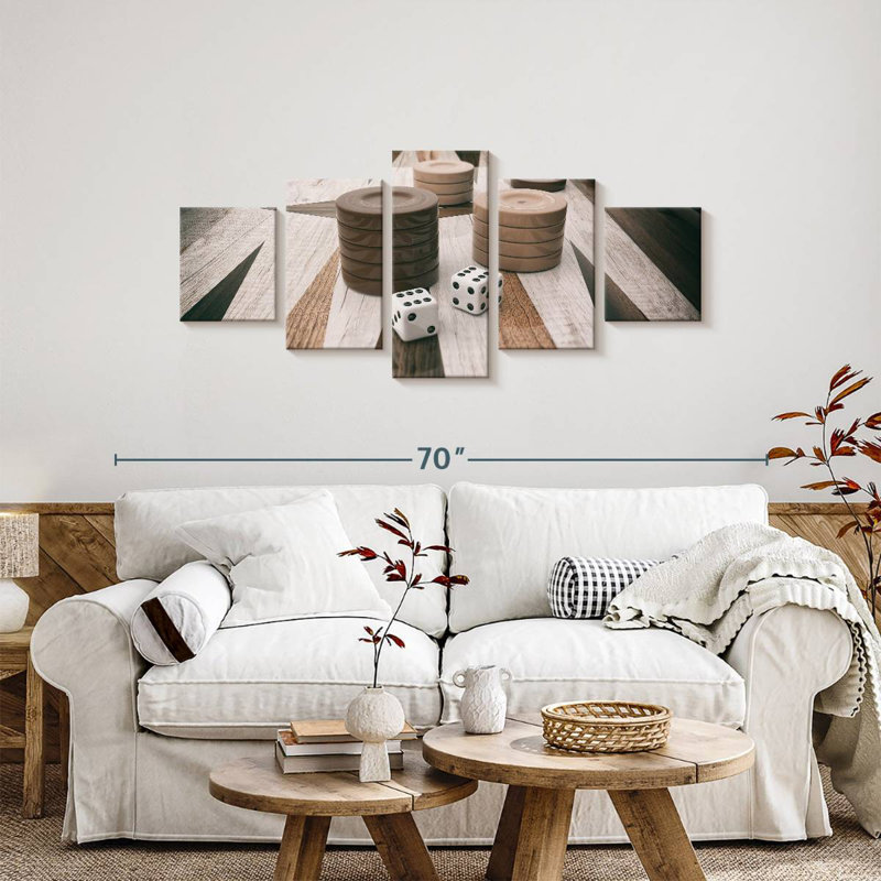 Plateau de backgammon en bois, H 24 po x l 55 po