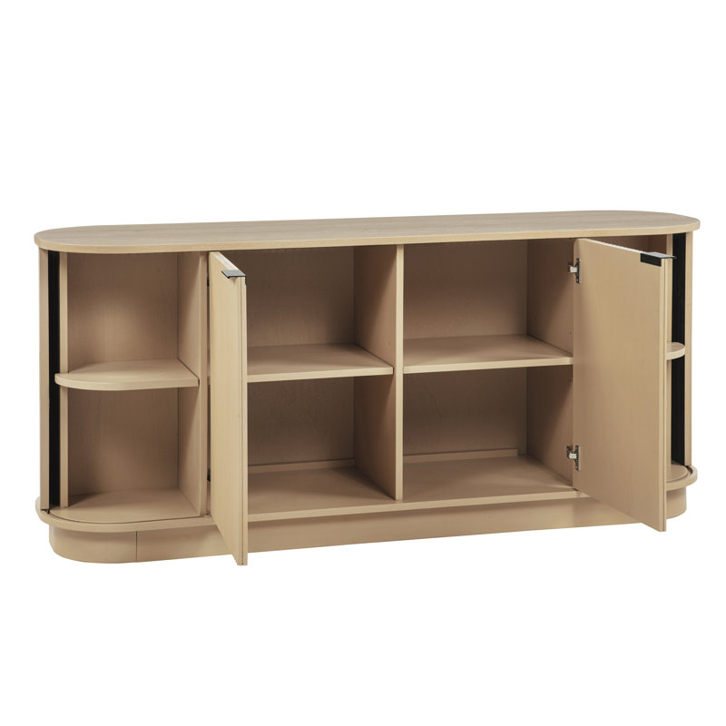 Orlina 62.5" Light Oak Fluted Panel 4 Door Sideboard