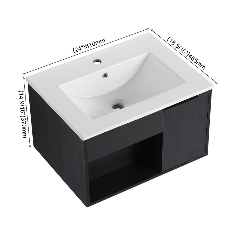 Meuble-lavabo flottant 24 po NOIR, 24"