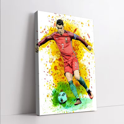 1 PC, art mural, affiches encadrées, Cristiano Ronaldo, équipe nationale du Portugal, étoile de football, toile, art mural, peinture décorative pour le salon, chambre à coucher, bureau, sport, ventilateur, cadeau, décoration moderne, impression de haute qualité