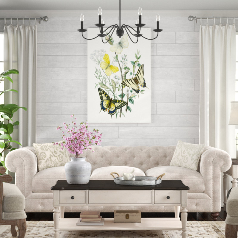 «British Butterflies II», peinture sur toile, H 48 po x l 32 po