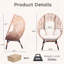 Fauteuil à œufs suspendu avec dossier arqué, coussin de 8 pouces et capacité de 400 lb-1499935340