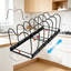 Organisateur de casseroles et poêles en métal, tablette extensible avec 7 séparateurs ajustables