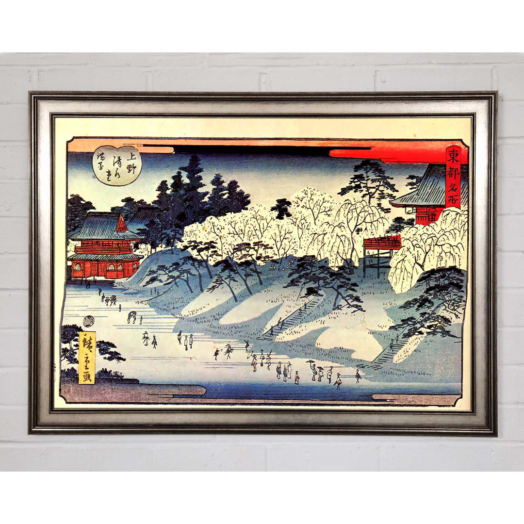 Hiroshige Going to Temple - Einzelner Bilderrahmen Kunstdrucke