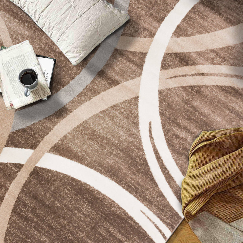 Devonshire Abstract Brown/Gray/Cream Area Rug, Rectangle 5'3" x 7'3"